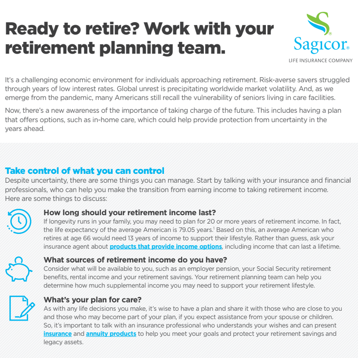 Work with your retirement planning team